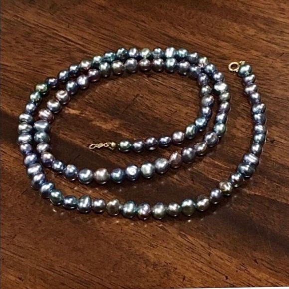 Vintage 14K Gold Peacock Pearl Single Strand Necklace 18inches - Picture 7 of 13
